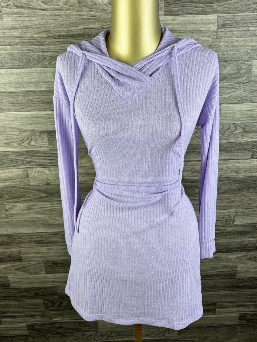 SHEIN Pullover Long Sleeve Purple Hooded Sweater Dress Women's Size Small